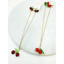Load image into Gallery viewer, Cherry Dangle Earrings and Necklace Set: Light and Dark