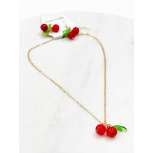 Load image into Gallery viewer, Cherry Dangle Earrings and Necklace Set: Light and Dark