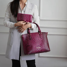 Load image into Gallery viewer, MKF Collection Liora Croc Embossed Tote and Set Handbag.: Purple