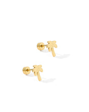 Load image into Gallery viewer, Screwback Stud Earrings - Palm Tree Gold