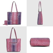 Load image into Gallery viewer, Piper Gradient Rainbow Embossed Tote Bag with Wallet: Coral