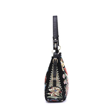 Load image into Gallery viewer, Flower Shop Hand Beaded Hobo Bag: Black
