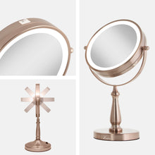 Load image into Gallery viewer, Lighted Makeup Mirror with Magnification: Chrome / Round / 8X/1X