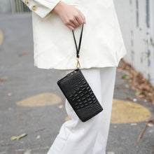 Load image into Gallery viewer, MKF Eve Crocodile-embossed Wristlet Wallet by Mia K: Coffee
