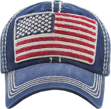 Load image into Gallery viewer, USA Flag Vintage Ballcap: NAV