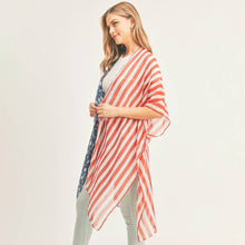 Load image into Gallery viewer, Half and Half American Flag Kimono Poncho
