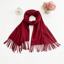 Load image into Gallery viewer, Plain Color Classic Fringe Shawl Wrap Scarf: Burgundy