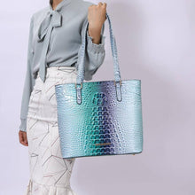 Load image into Gallery viewer, Piper Gradient Rainbow Embossed Tote Bag with Wallet: Coral