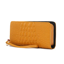 Load image into Gallery viewer, MKF Eve Crocodile-embossed Wristlet Wallet by Mia K: Coffee