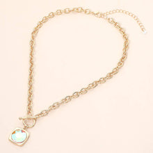Load image into Gallery viewer, Round Faceted Stone Accent Frame Toggle Pendant Necklace: Red