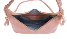 Load image into Gallery viewer, Hobo Shoulder Bag with Braided Handle: Black