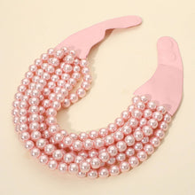Load image into Gallery viewer, Multi Layered Pearl Beaded Collar Magnetic Necklace: Black
