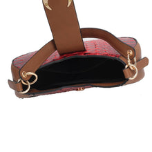 Load image into Gallery viewer, MKF Jain Women's Shoulder Bag Half Moon Croc-Embossed: Cognac