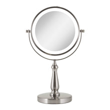 Load image into Gallery viewer, Lighted Makeup Mirror with Magnification: Chrome / Round / 8X/1X