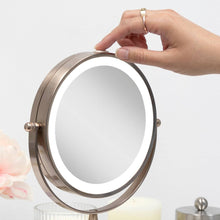 Load image into Gallery viewer, Lighted Makeup Mirror with Magnification: Chrome / Round / 8X/1X