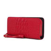Load image into Gallery viewer, MKF Eve Crocodile-embossed Wristlet Wallet by Mia K: Coffee