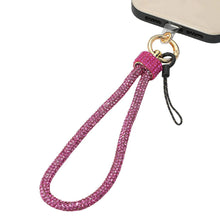 Load image into Gallery viewer, Bling Studded Phone Strap Keychain / Bag Charm: Fuchsia,Gold