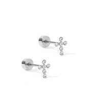 Load image into Gallery viewer, Screwback Stud Earrings - Clara Cross - Silver
