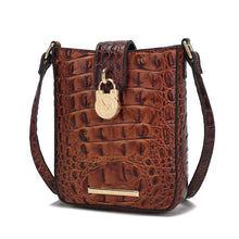 Load image into Gallery viewer, Avery Faux Crocodile Embossed Crossbody by Mia K: Brown