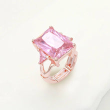 Load image into Gallery viewer, Rectangle Crystal Stretch Ring: Red
