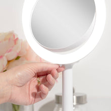 Load image into Gallery viewer, Hudson Lighted Makeup Mirror with Magnification & Suction Cu: 8X/1X / Round / White