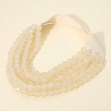Load image into Gallery viewer, Marbled Faceted Ball Beaded Multi Layered Faux Leather Magnetic Necklace: Beige