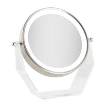 Load image into Gallery viewer, Lighted Makeup Mirror with Magnification & Swivel: Chrome / Round / 8X/1X