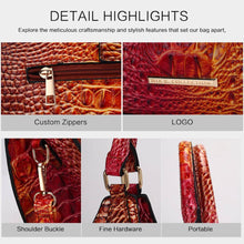 Load image into Gallery viewer, Ava Gradient Rainbow Faux Crocodile Embossed Tote Bag: Coral