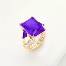 Load image into Gallery viewer, Rectangle Crystal Stretch Ring: Fuchsia