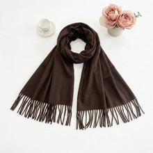 Load image into Gallery viewer, Plain Color Classic Fringe Shawl Wrap Scarf: Chocolate