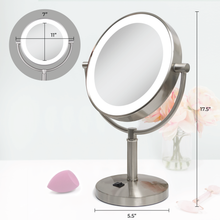 Load image into Gallery viewer, Laguna Lighted Makeup Mirror with Magnification: Chrome / Round / 5X/1X
