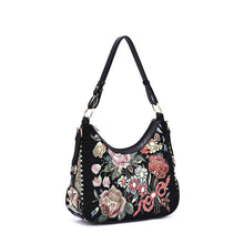 Load image into Gallery viewer, Flower Shop Hand Beaded Hobo Bag: Black