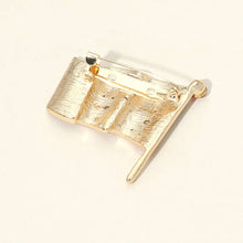 Load image into Gallery viewer, Rhinestone Embellished Enamel American USA Flag Pin Brooch: Gold