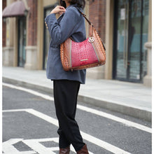 Load image into Gallery viewer, Becket Faux Crocodile Embossed Hobo Shoulder by Mia K: Cognac