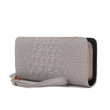 Load image into Gallery viewer, MKF Eve Crocodile-embossed Wristlet Wallet by Mia K: Coffee