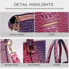 Load image into Gallery viewer, Frankie Gradient Rainbow Faux Crocodile-Embossed with wallet: Blue