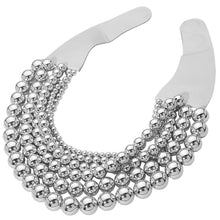 Load image into Gallery viewer, Chunky Metal Ball Beaded Multi Layered Faux Leather Magnetic Necklace: Gold