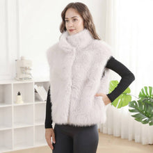 Load image into Gallery viewer, Plush Faux Fur Collar Vest: Beige