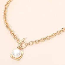 Load image into Gallery viewer, Round Faceted Stone Accent Frame Toggle Pendant Necklace: Black Diamond