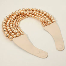 Load image into Gallery viewer, Chunky Metal Ball Beaded Multi Layered Faux Leather Magnetic Necklace: Gold