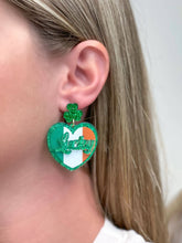 Load image into Gallery viewer, Glitter 'Lucky' Heart Dangle Earrings