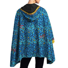 Load image into Gallery viewer, Tiffany Dragonfly Reversible Rain Cape – Lightweight Hooded Wrap for Women
