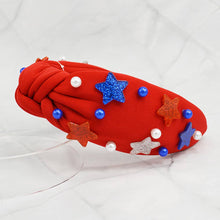 Load image into Gallery viewer, American USA Flag Themed Star Ball Pointed Knot Headband: White