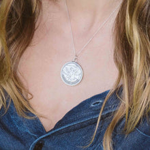 Load image into Gallery viewer, Mother Mary + Archangel Michael Protection Necklace Antique Silver Large