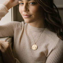 Load image into Gallery viewer, Mother Mary + Archangel Michael Protection Necklace Antique Gold Large