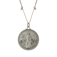 Load image into Gallery viewer, Mother Mary + Archangel Gabriel Guidance Necklace Antique Silver Large
