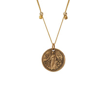 Load image into Gallery viewer, Mother Mary + Archangel Michael Protection Necklace Antique Gold Small