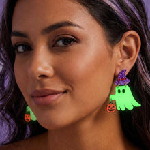Load image into Gallery viewer, Glow In The Dark Halloween Ghost Drop Dangle Earrings