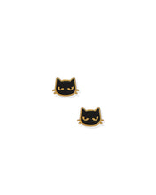 Load image into Gallery viewer, Screwback Stud Earrings - Black Cat