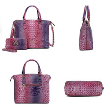 Load image into Gallery viewer, Frankie Gradient Rainbow Faux Crocodile-Embossed with wallet: Coral